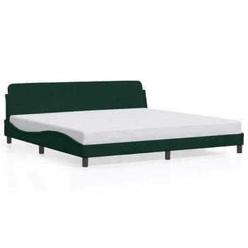 Estructura Cama Con Cabecero Terciopelo Verde Oscuro 200x200 Cm