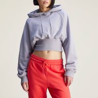 adidas x stella mccartney cropped cotton-jersey hoodie - l