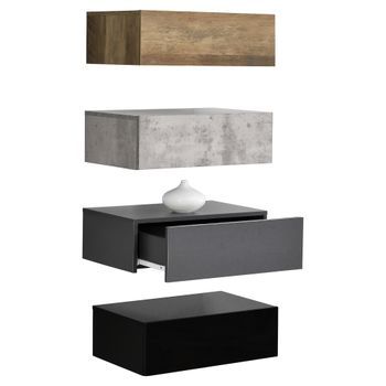 Set De 4 Mesitas De Noche De Pared Oslo Con Cajón En 4 Diferentes Colores 46x30x15cm [en.casa]