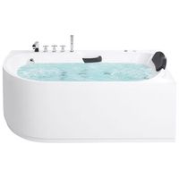 banera de hidromasaje esquinera izquierda acrilica accesorios de acero inoxidable plateado reposacabezas 170 x 80 cm blanca sayula