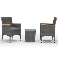 mesa y sillas de jardin 3 piezas  conjunto de comedor  conjunto de descanso ratan pe y vidrio templado gris