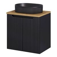 mueble bajo newport con lavabo ovalado 2 puertas 60x71x40 cm - negroroble encasa