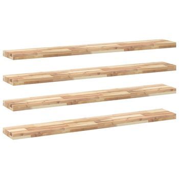 4 Piezas Estantes Flotantes | Estante De Pared Madera Acacia Sin Tratar 160x20x4 Cm
