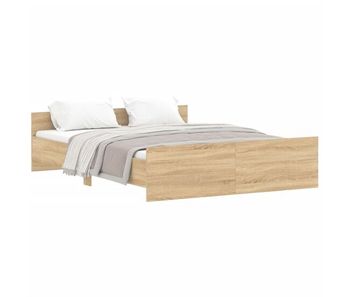 Estructura de cama con cabecero piecero roble sonoma 150x200 cm