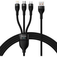 cable usb baseus flash series 3 en 1 12 m usb-cmicro usblightning 100w negro