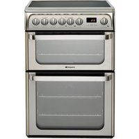 hotpoint hue61xs electric ceramic cooker - stainless steel stainless steel