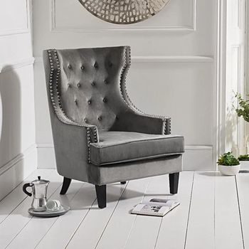 Penelope Grey Velvet Armchair