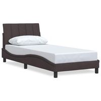 estructura de cama sin colchon hanko tela marron oscuro 90x190 cm vidaxl