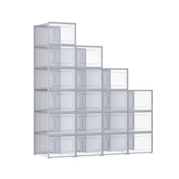 18 Organizadores de Almacenamiento, Transparente + Gris / L ( 35 x 25,2 x 19 cm )