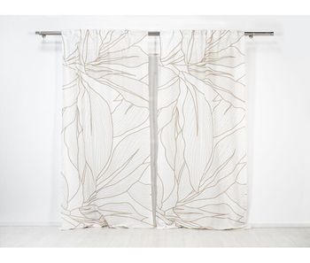 Visillo translúcido hojas con motivo tropical hojas - blanco - 140x260
