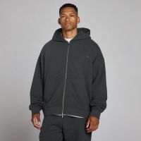 sudadera con capucha oversize de felpa francesa con cremallera doble direccion para hombre de mp - negro lavado - s