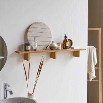 Estantería de baño horizontal de teca maciza