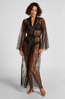 Hunkemöller Kimono Allover Lace Negro