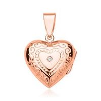 medallon en forma de corazon chapado en oro rosa
