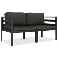 juego de sofas jardin 2 pzas y cojines aluminio gris antracita vidaxl