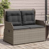 sillon reclinable de jardin  silla de exterior con cojines ratan sintetico gris cfw444169