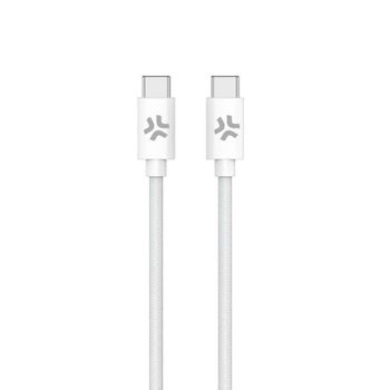 Cable USB-C a USB-C CELLY 1,5 m Trenzado Carga Rápida 100W Blanco