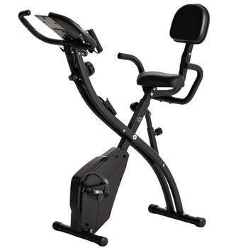 Bicicleta Estática Rolipo Bicicleta Estática Plegable 2 En 1 Con Pantalla Lcd, Asiento Con Respaldo Y Resistencia Magnética Ajustable