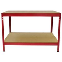 mesa de trabajo q-rax de acero sin tornillos roja 120cm x 60cm x 90cm