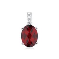 colgante granata oro blanco 14 quilates 3 diamantes