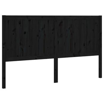 Cabecero Cama Mueble De Dormitorio De Cama Madera Maciza De Pino 125,5 X 4 X 100 Cm Negro M02_0005961