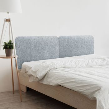 Dhome Cabecero Tapizado Liso Redondeado Tela Para Pared Acústicos Cabeceros Absorbentes Cabezal Cama Dormitorio (gris Perla, 180 Cm Dual)