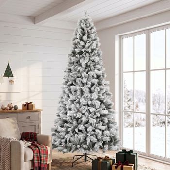Árbol De Navidad Artificial De Pvc Metal Homcom Ø122x270 Cm-blanco