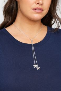 Collar Plateado Tipo Lazo Con Estrellas