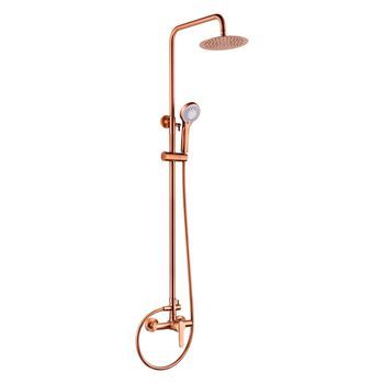 Set De Ducha Monocomando Oro Rosa En Acero Y Latón Con Cartucho Cerámico Y Tubo Extensible