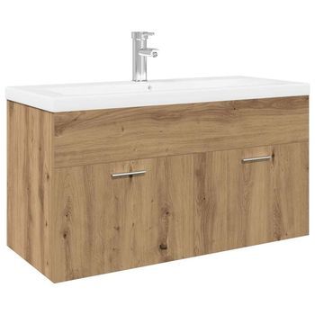 Mueble Para Lavabo Con Lavabo Empotrado Artesanal De Roble Vidaxl