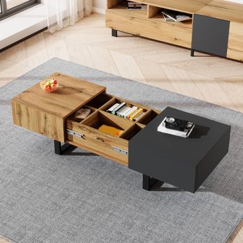Mesa De Centro Deslizante Con Almacenamiento Oculto, 100 X 55 X 40 Cm
