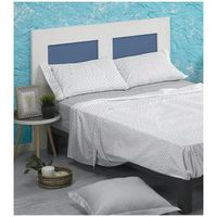 juego de sabanas algodon combinado   disk azul cama 150cm  2 almohadas donegal collections