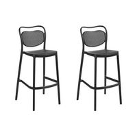 conjunto de 2 sillas de bar retro de plastico resistentes a la intemperie para uso en interiores y exteriores negro celleno