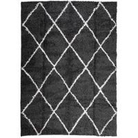 alfombra de pelo largo moderna pamplona negro y crema 200x280cm vidaxl