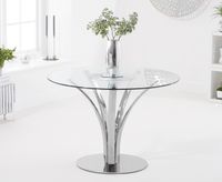 aria 110cm round glass dining table