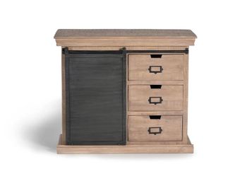 Cómoda de estilo industrial en madera de mango y toques en metal