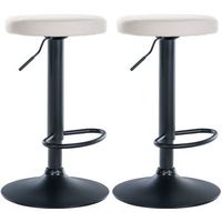 conjunto de 2 taburetes de bar de diseno sencillo con asiento sintetico blanco y estructura de metal negro tdb10689