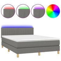 estructura de cama led con cabecero con somier colchon 140x200 cm tela gris oscuro tdl0208348