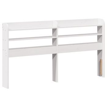 Cabecero Cama - Mueble Cabecero Con Estantes Madera Maciza Pino Blanco 150 Cm