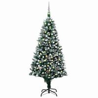 arbol de navidad helado con leds bolas y pinas 210 cm vidaxl