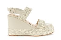 sandalias de dos tiras con cuna en efecto piel sintetica trenzada beige