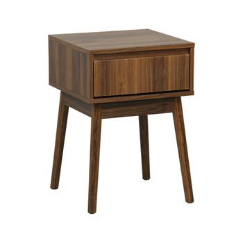 Mesita De Noche Con Efecto Madera, 1 Cajón, Nogal