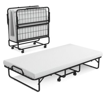 Costway Cama Plegable con Colchón de Espuma Viscoelástica Cama de Invitados Portátil Marco de Metal para Adultos Hogar Oficina 191 x 96 x 28 cm