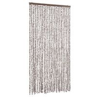 cortina antimoscas chenilla gris taupe y blanco 100x200 cm vidaxl