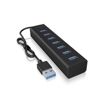 Hub ICYBOX 7 puertos 5 Gbps modelo IB-HUB1700-U3 con carcasa de aluminio