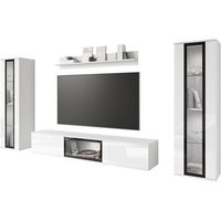 conjunto de muebles de salon caro juego de muebles de salon mueble de tv con iluminacion led color blancoblanco brillo