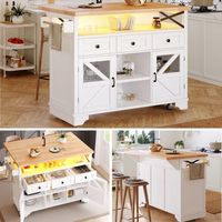 carrito de cocina - mueble auxiliar con ruedas - mdf y metal - blanco 120x71x98cm
