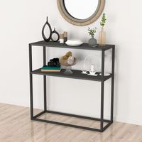 mesa consola hemsedal un estante aglomeradometal 90 x 90 x 34 cm antracita encasa