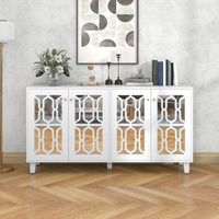 aparador - mueble para salon y comedor - mdf y vidrio - blanco 160x40x84cm