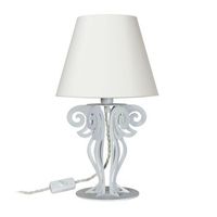 lampara de mesa circeo o24x40 cm base de hierro blanco marmol y pantalla de tela marfil made in italy casquillo e27 bombilla excluida